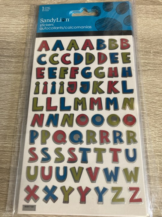 Autocollants alphabet - bleu, jaune, rose