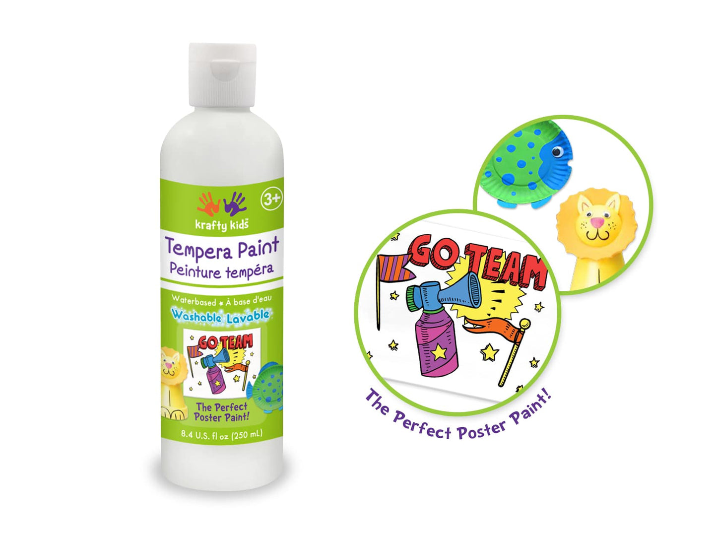 Peinture tempera à base d'eau 250 ml - plusieurs couleurs disponibles