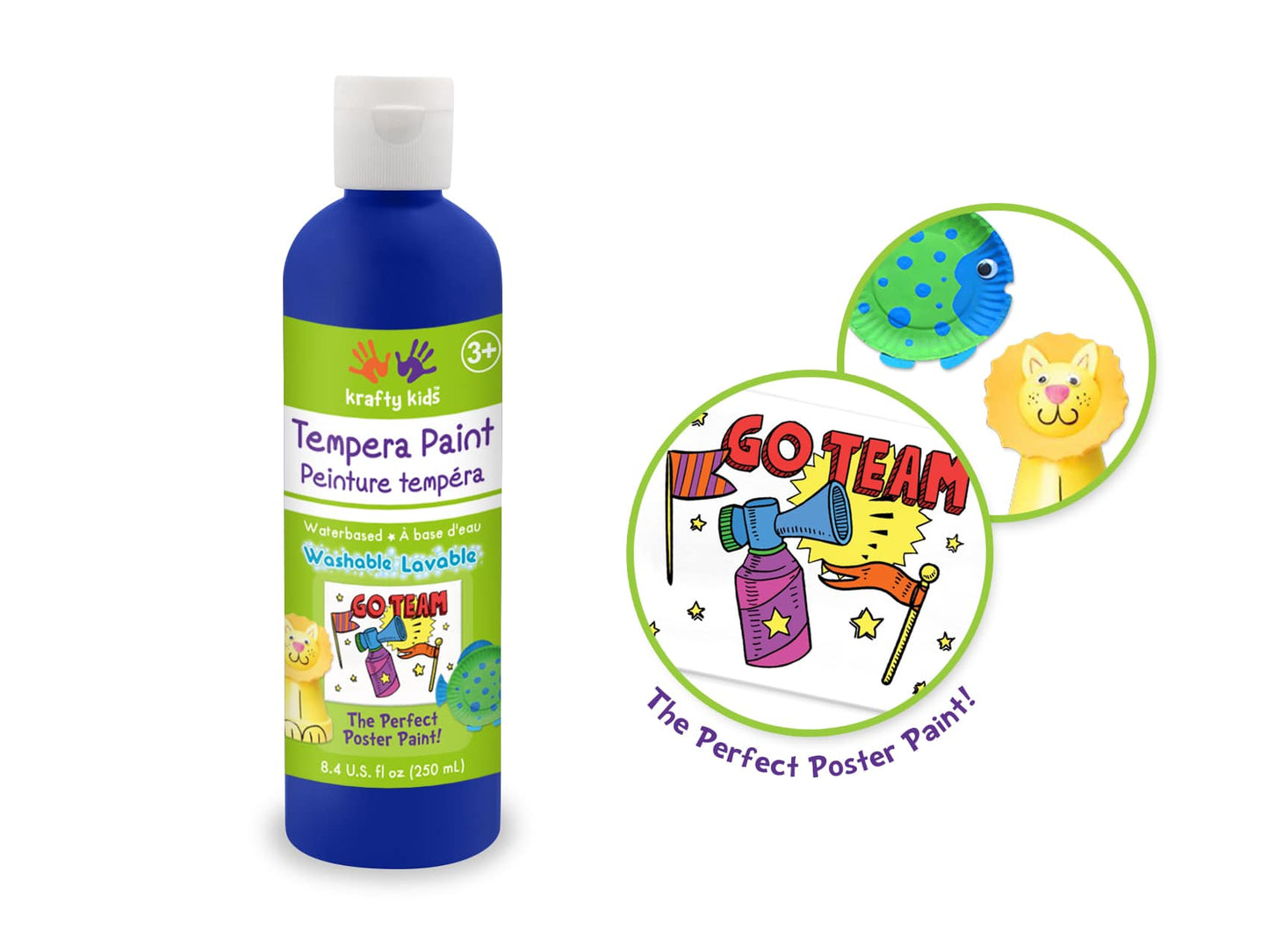 Peinture tempera à base d'eau 250 ml - plusieurs couleurs disponibles