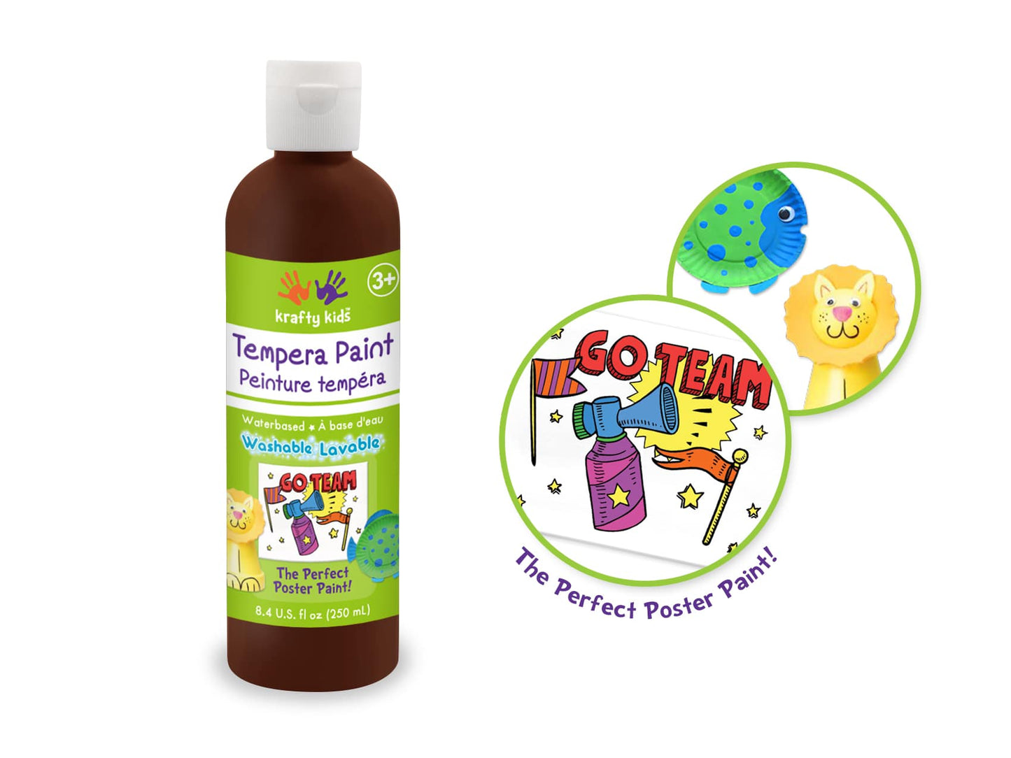 Peinture tempera à base d'eau 250 ml - plusieurs couleurs disponibles