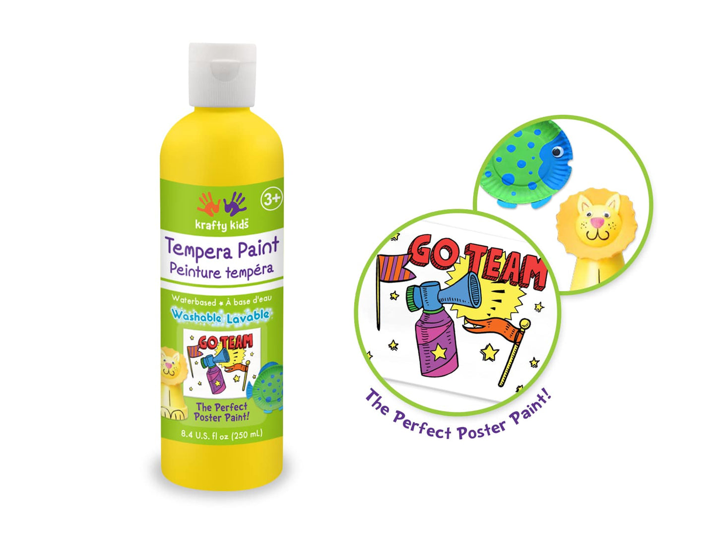 Peinture tempera à base d'eau 250 ml - plusieurs couleurs disponibles