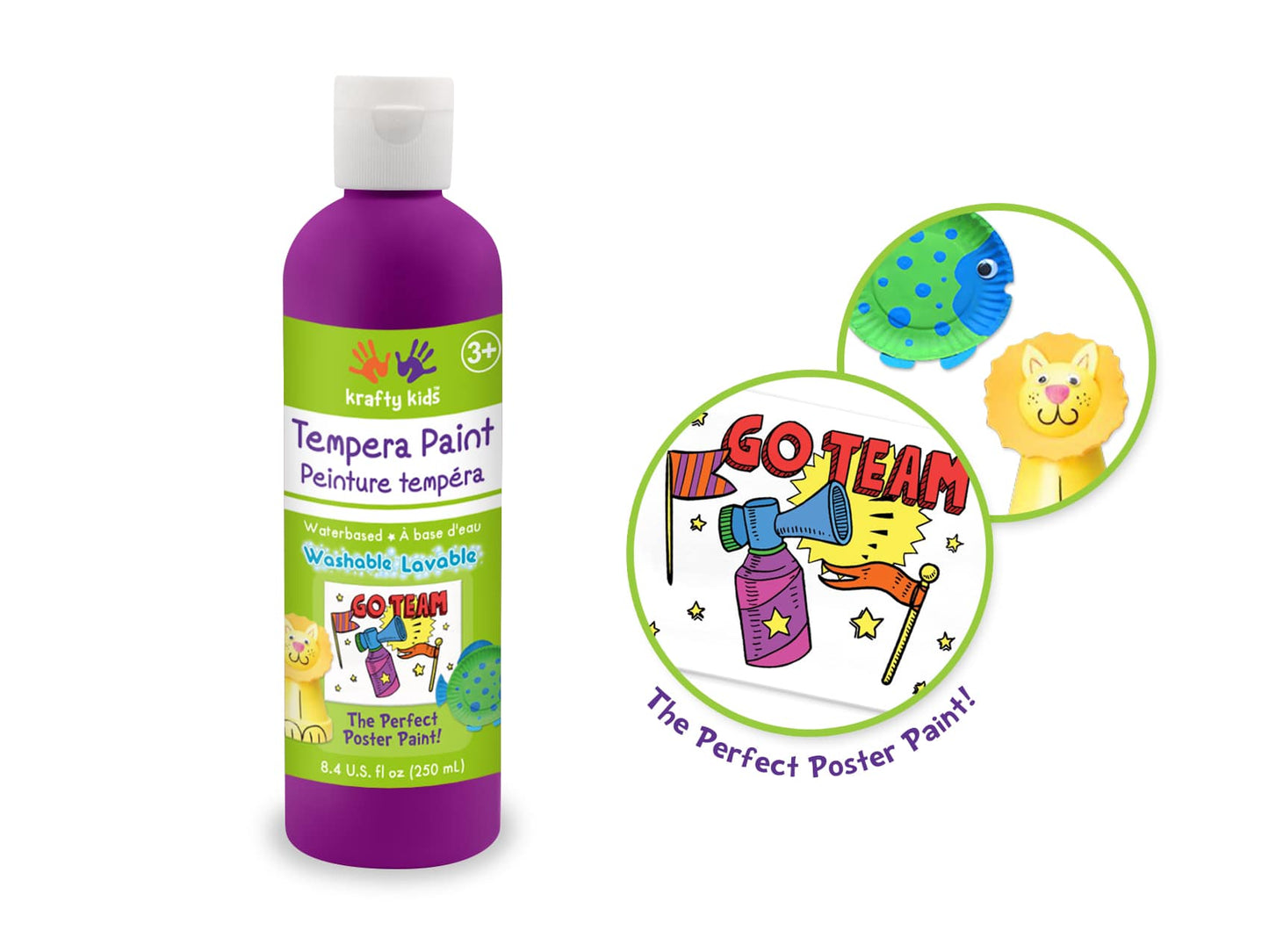 Peinture tempera à base d'eau 250 ml - plusieurs couleurs disponibles