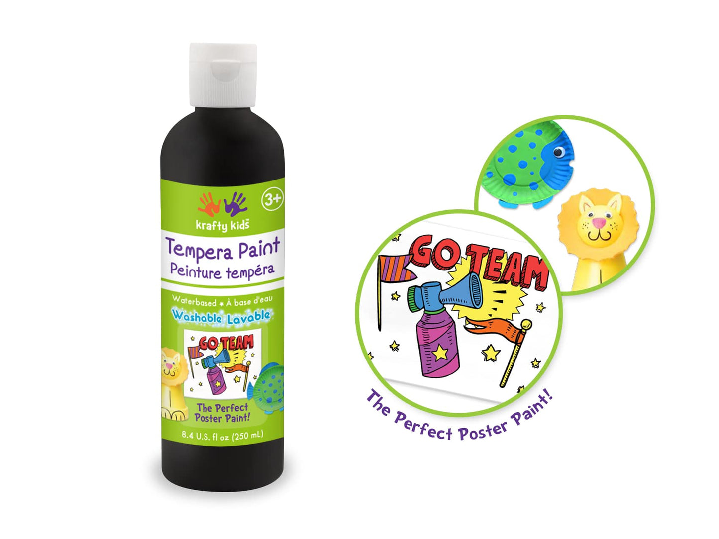 Peinture tempera à base d'eau 250 ml - plusieurs couleurs disponibles