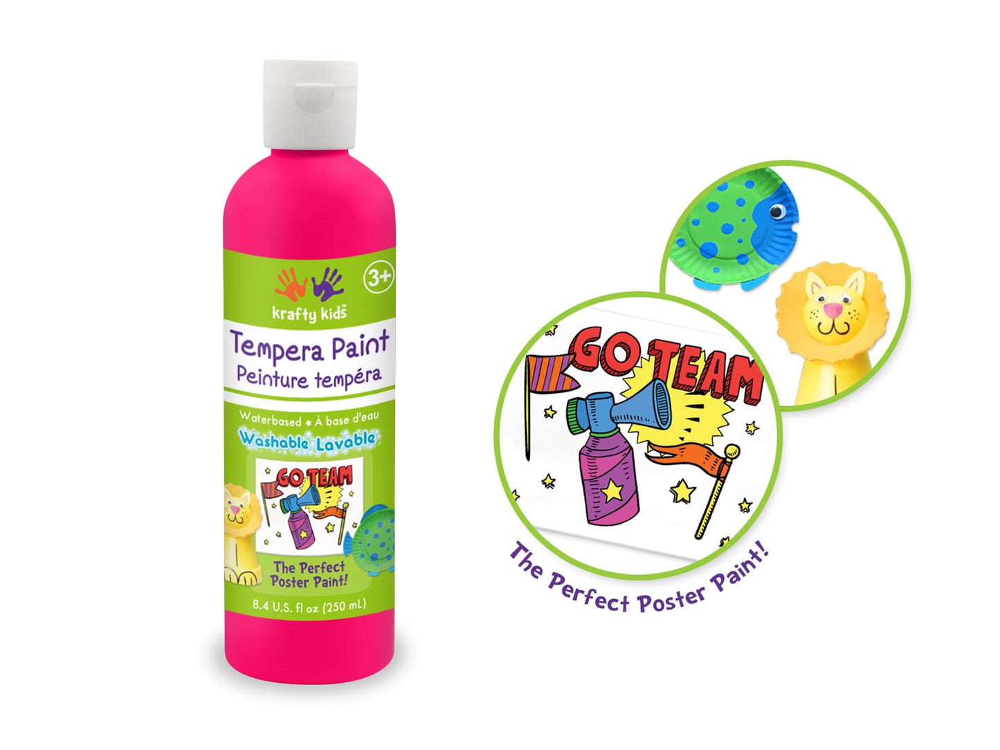 Peinture tempera à base d'eau 250 ml - plusieurs couleurs disponibles