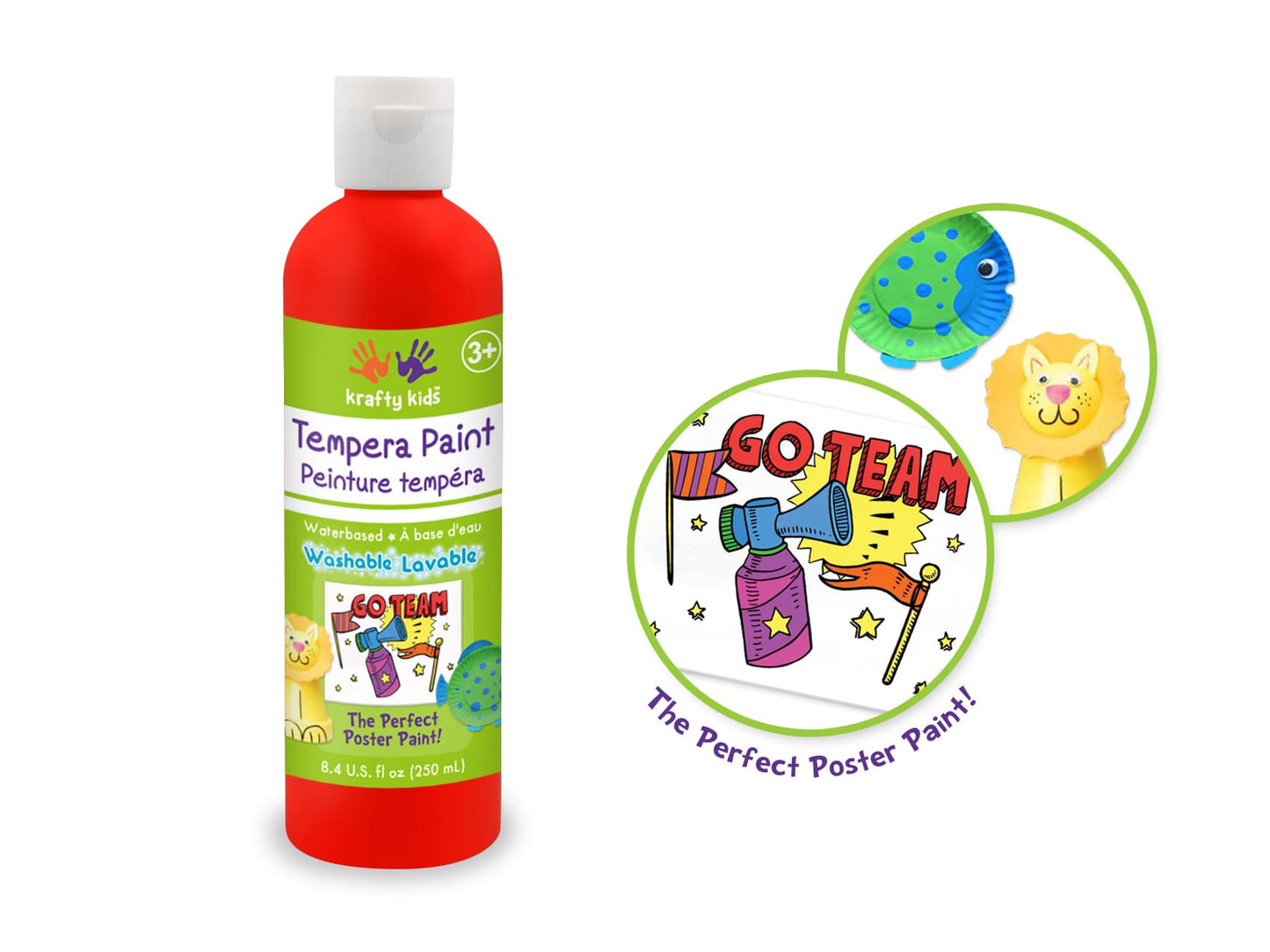 Peinture tempera à base d'eau 250 ml - plusieurs couleurs disponibles