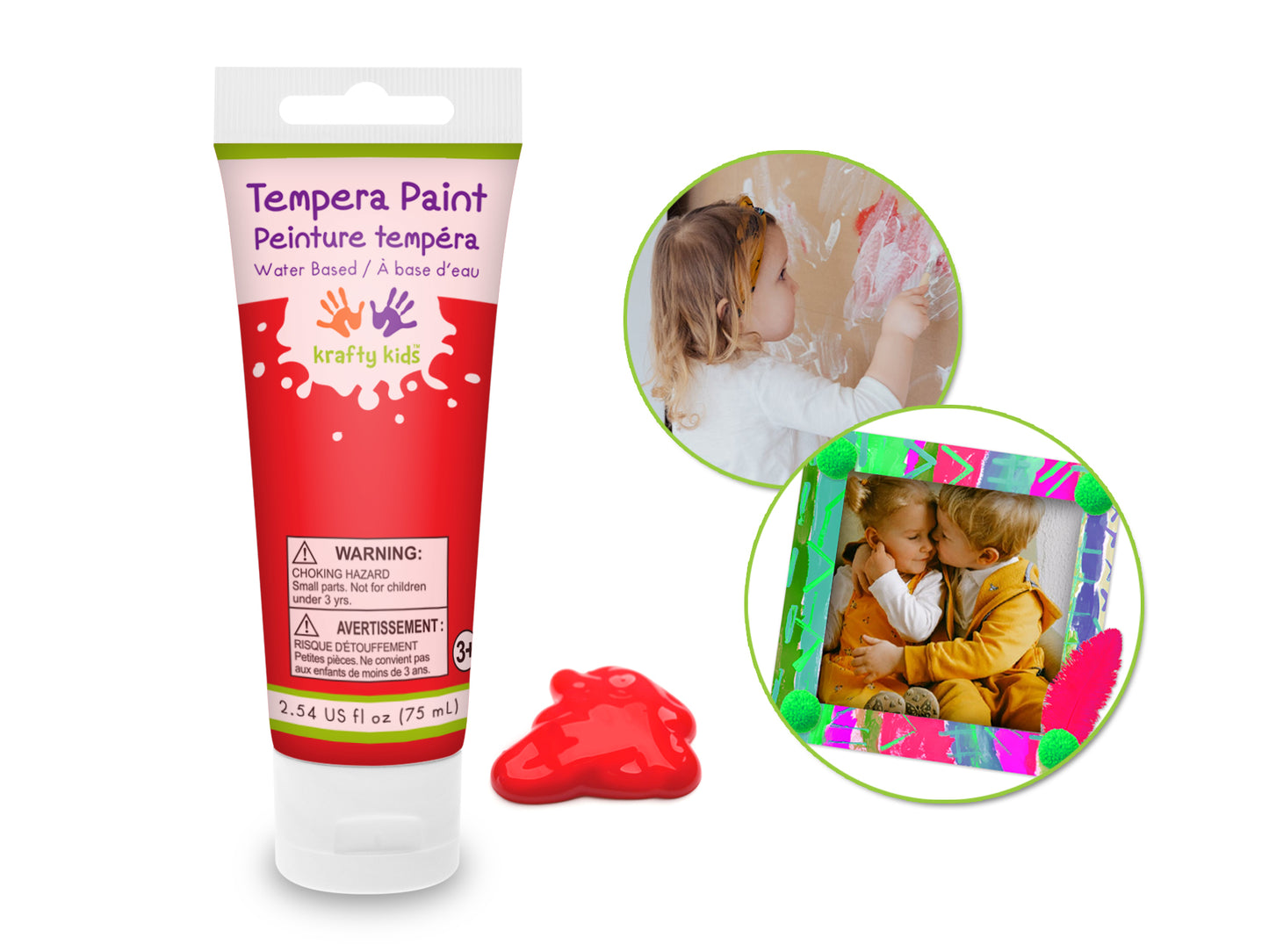 Peinture tempera à base d'eau 75 ml - plusieurs couleurs disponibles
