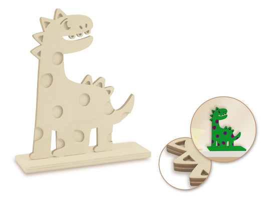 Dinosaure sur support à décorer en bois