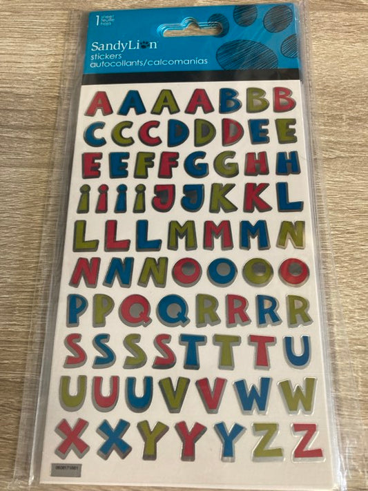 Autocollants alphabet - bleu, jaune, rose