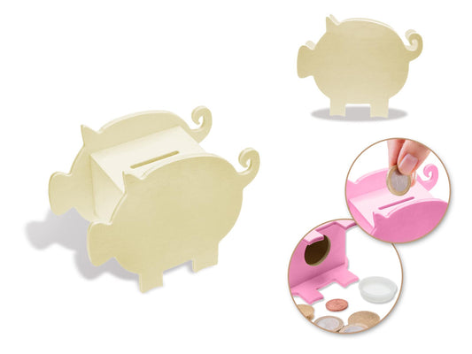 Banque à décorer en bois - cochon