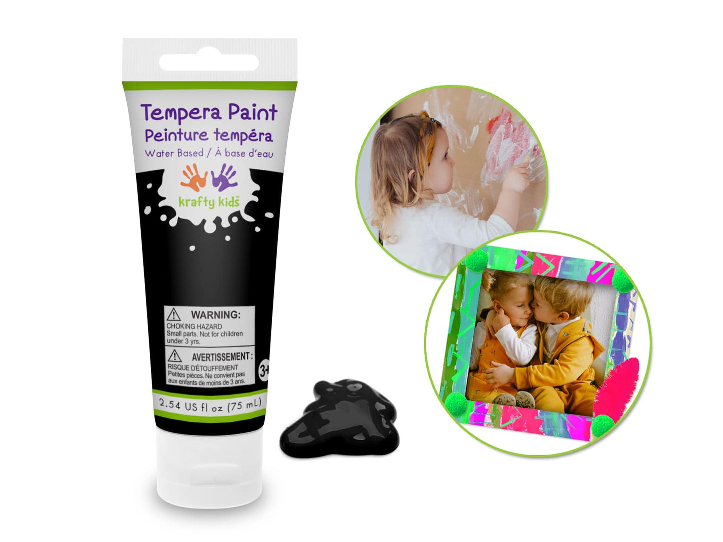 Peinture tempera à base d'eau 75 ml - plusieurs couleurs disponibles