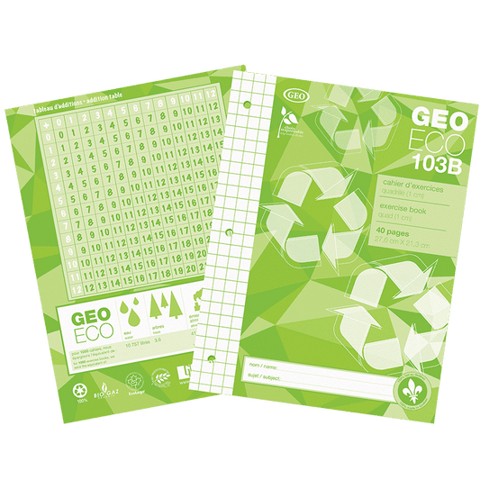 Cahier écologique quadrillé EC103B, 40 pages