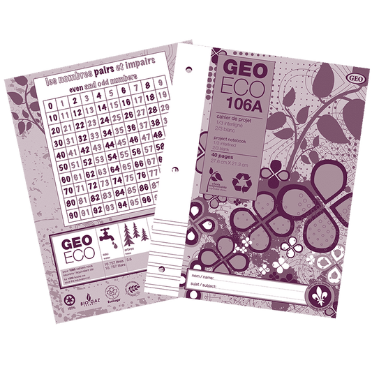 Cahier de projets Geo EC106A, interligné 40 pages